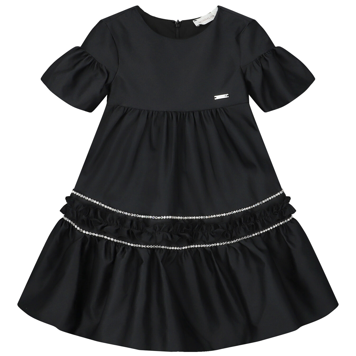 Girls Black Embellished Dress, 2, hi-res image number null